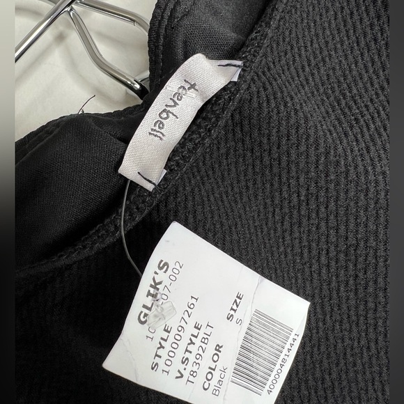 NWT! TEENBELL strapless black belted peplum top. Orange belt. Size small. - Picture 4 of 4